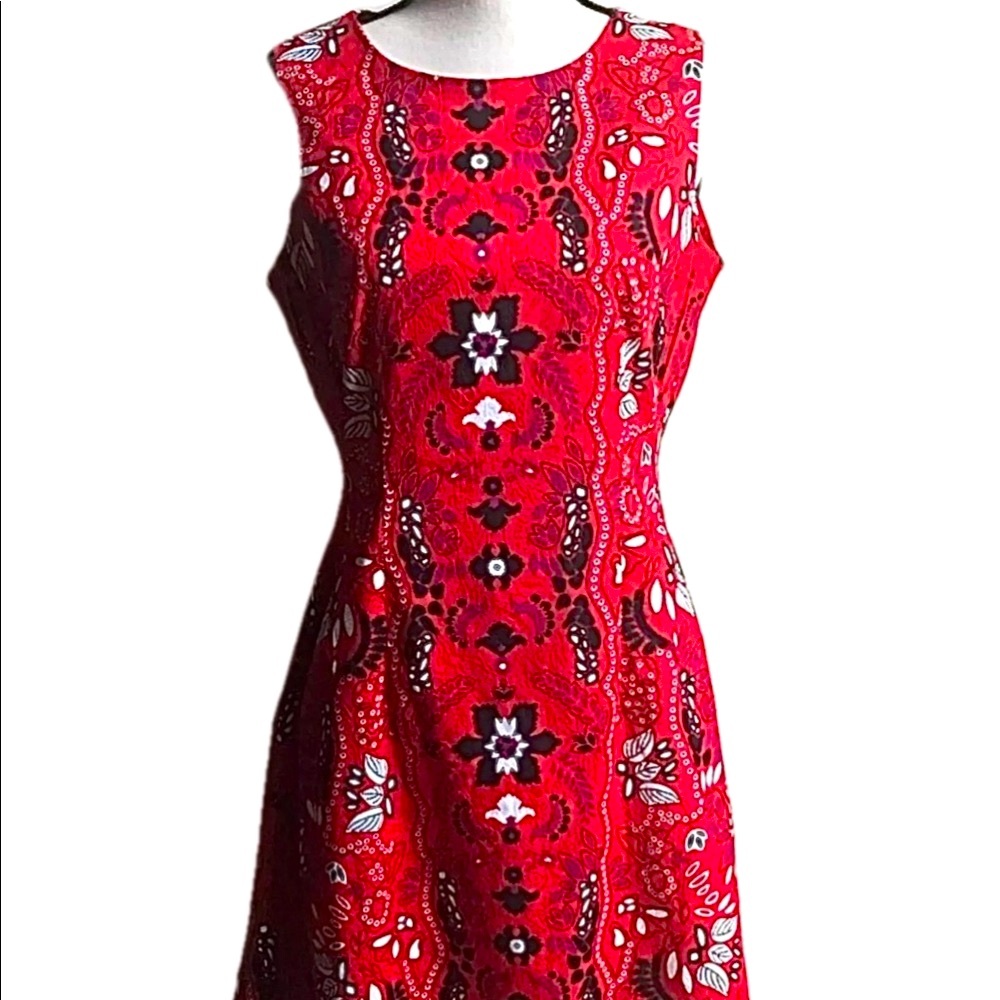 🎁NWT Eva Mendes for New York & Company Sheath Floral Sleeveless Dress Size 4 - Picture 3 of 7